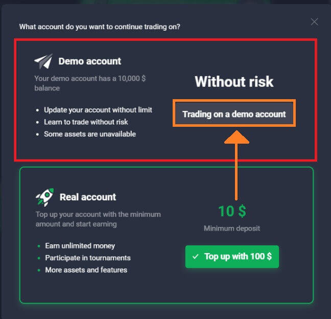 Quotexi demokonto: kuidas kontot avada