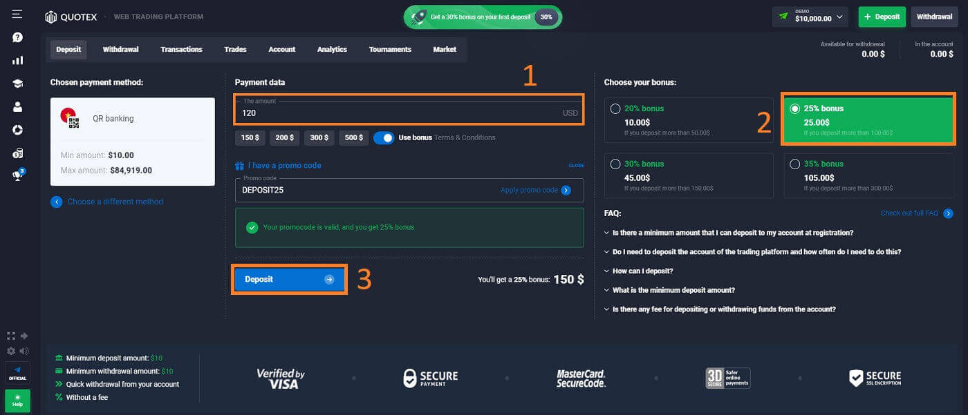 Quotexi demokonto: kuidas kontot avada