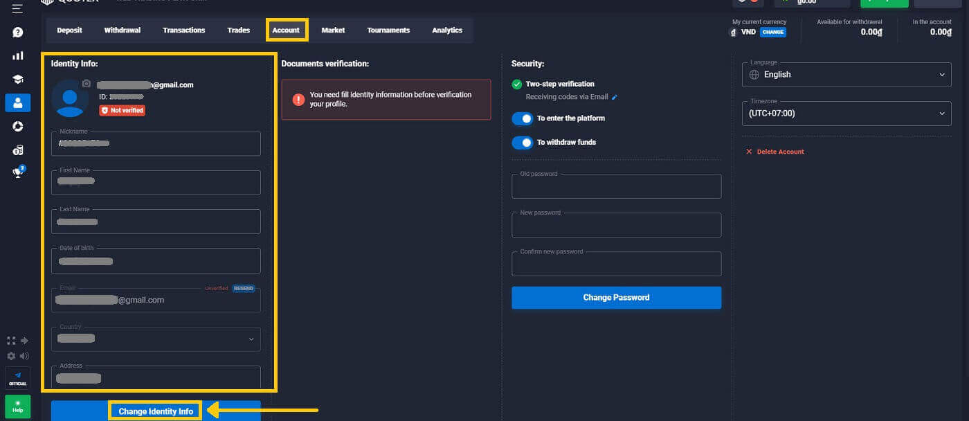 Quotexi konto kinnitamine: kuidas oma kontot kinnitada